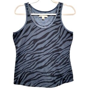 Live Love Lounge Blue Zebra Stripe Pajama Tank Top Medium